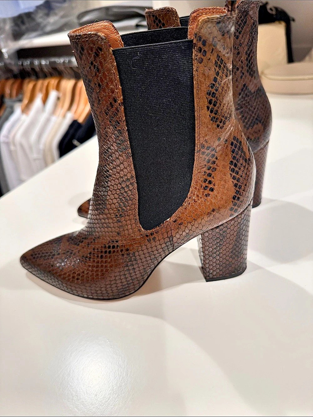 Paris Texas Python-Print 50mm Ankle Boots Brown EU 38 1/2